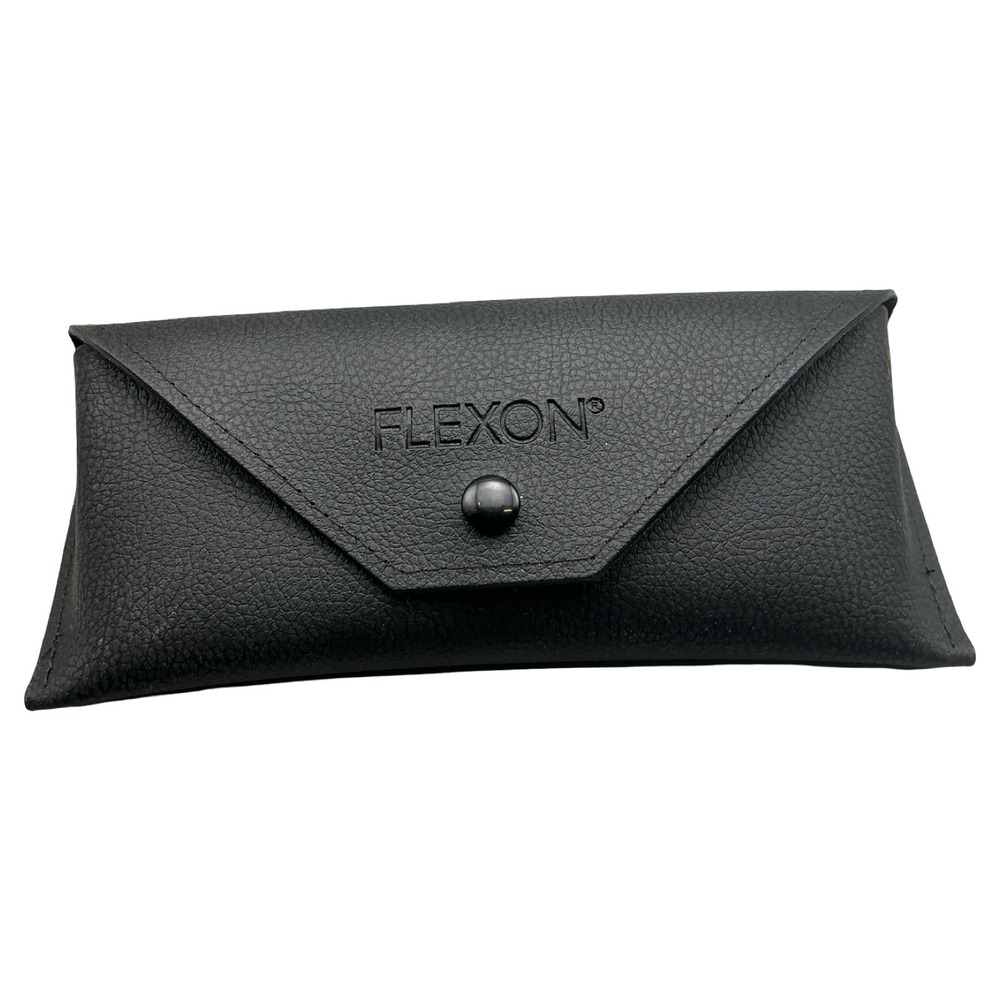 Flexon Black Faux Leather Eyeglasses Sunglasses Case Snap Closure Pebbled Solid